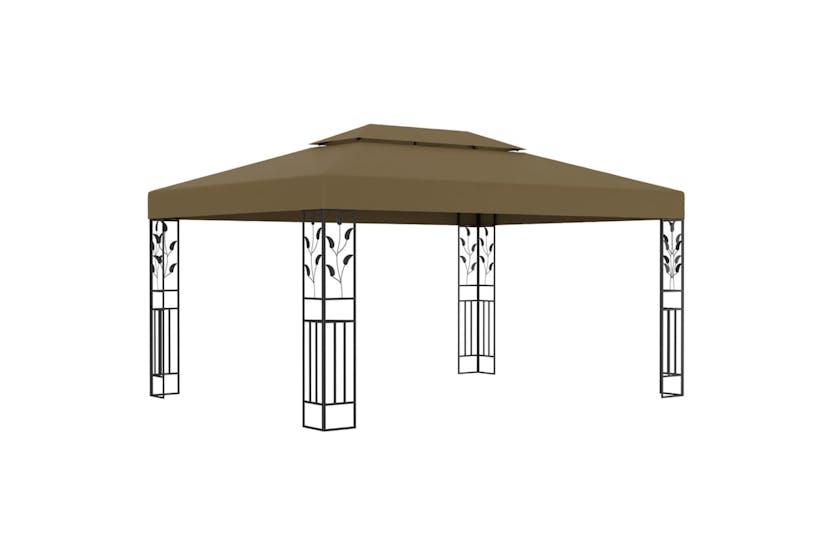 Vidaxl 3070313 Gazebo With Double Roof&led String Lights 3x4 M Taupe Vidaxl 3070313 Gazebo With Double Roof&led String Lights 3x4 M Taupe