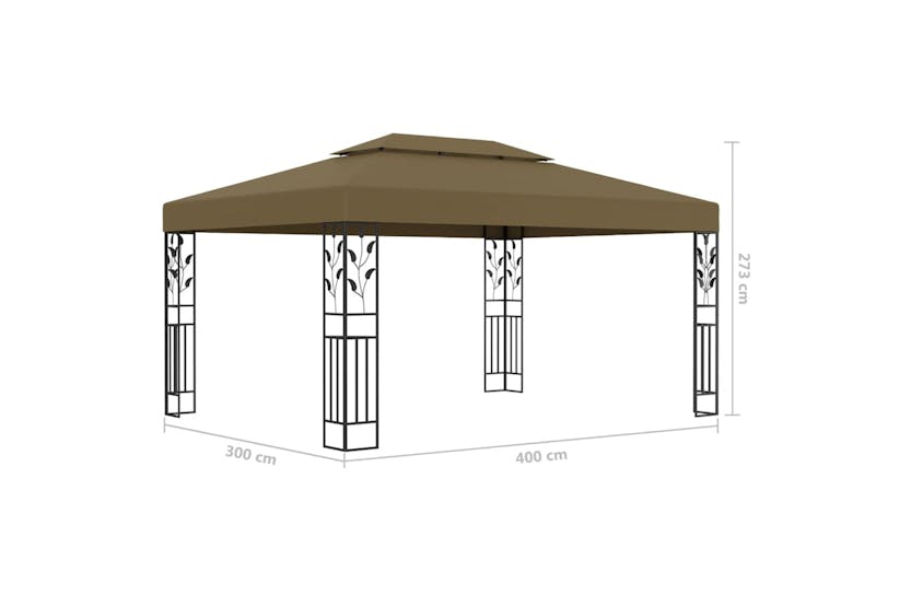 Vidaxl 3070313 Gazebo With Double Roof&led String Lights 3x4 M Taupe Vidaxl 3070313 Gazebo With Double Roof&led String Lights 3x4 M Taupe