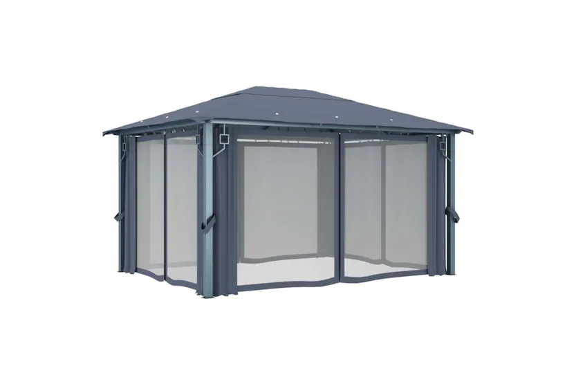 Vidaxl 3070336 Gazebo With Curtain&led String Lights 4x3 M Anthracite Aluminium Vidaxl 3070336 Gazebo With Curtain&led String Lights 4x3 M Anthracite Aluminium