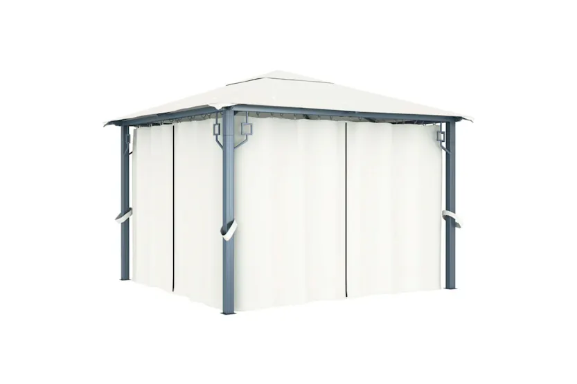 Vidaxl 3070332 Gazebo With Curtain&led String Lights 3x3 M Cream Aluminium Vidaxl 3070332 Gazebo With Curtain&led String Lights 3x3 M Cream Aluminium