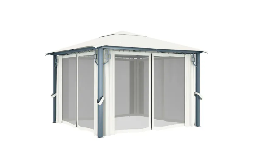 Vidaxl 3070332 Gazebo With Curtain&led String Lights 3x3 M Cream Aluminium Vidaxl 3070332 Gazebo With Curtain&led String Lights 3x3 M Cream Aluminium