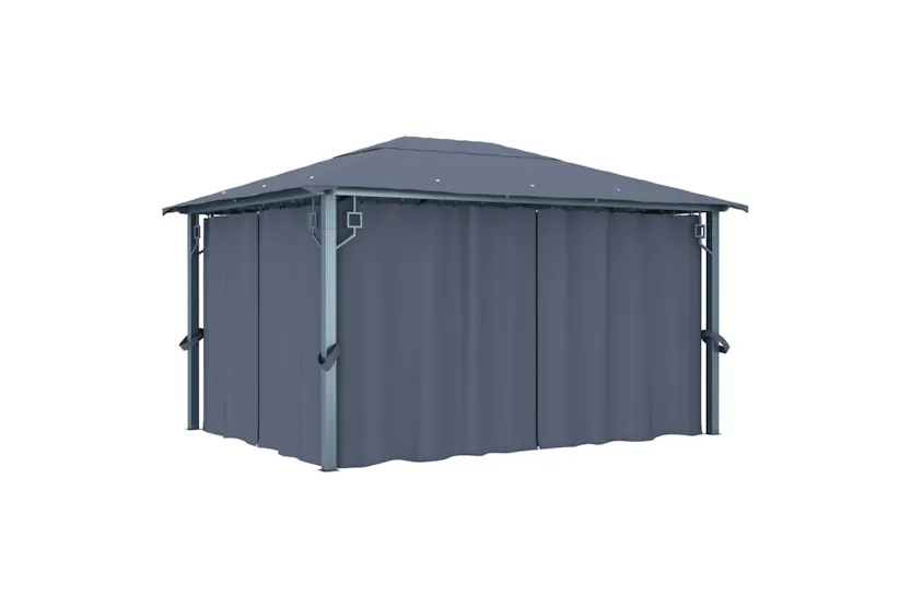 Vidaxl 3070336 Gazebo With Curtain&led String Lights 4x3 M Anthracite Aluminium Vidaxl 3070336 Gazebo With Curtain&led String Lights 4x3 M Anthracite Aluminium