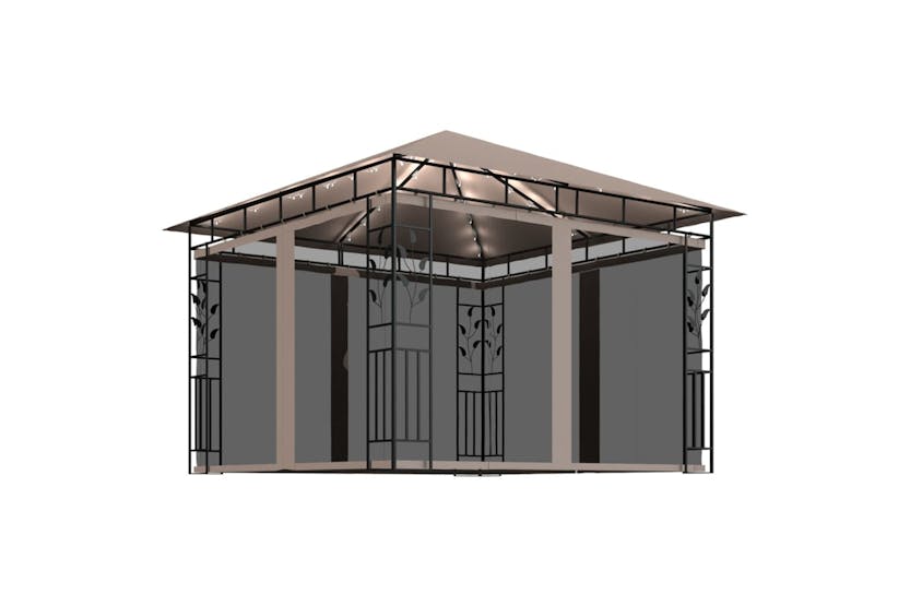 Vidaxl 3070318 Gazebo With Mosquito Net&led String Lights 3x3x2.73 M Taupe Vidaxl 3070318 Gazebo With Mosquito Net&led String Lights 3x3x2.73 M Taupe