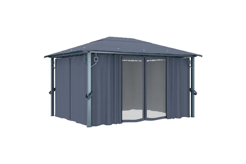 Vidaxl 3070336 Gazebo With Curtain&led String Lights 4x3 M Anthracite Aluminium Vidaxl 3070336 Gazebo With Curtain&led String Lights 4x3 M Anthracite Aluminium
