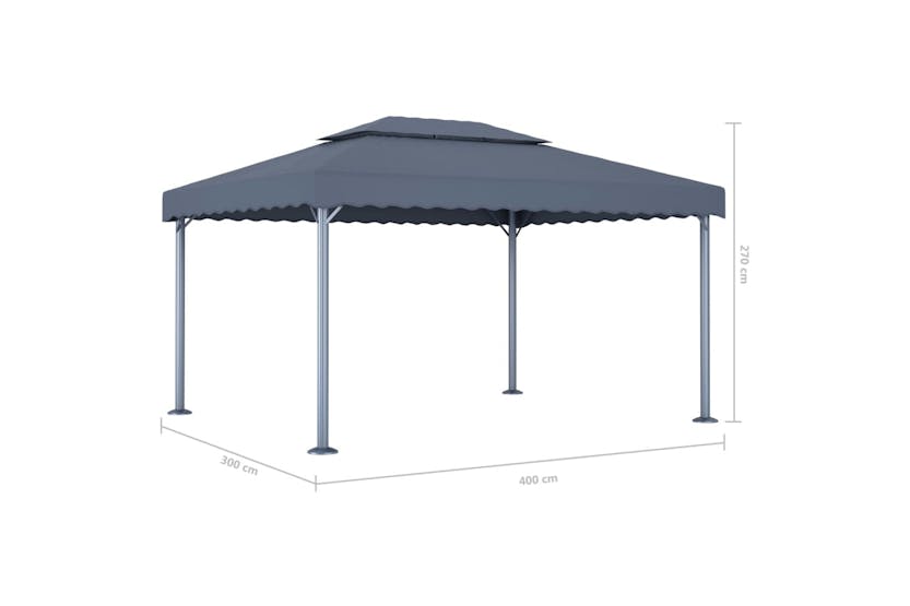 Vidaxl 3070352 Gazebo With Led String Lights 400x300 Cm Anthracite Aluminium Vidaxl 3070352 Gazebo With Led String Lights 400x300 Cm Anthracite Aluminium