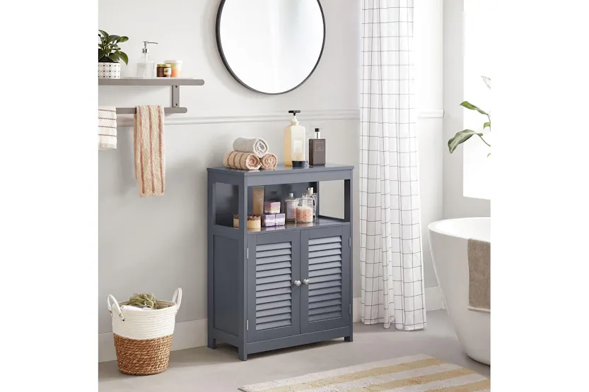 Vasagle Grey Floor Cabinet For Diy Bathroom Storage And Organisation Vasagle Grey Floor Cabinet For Diy Bathroom Storage And Organisation