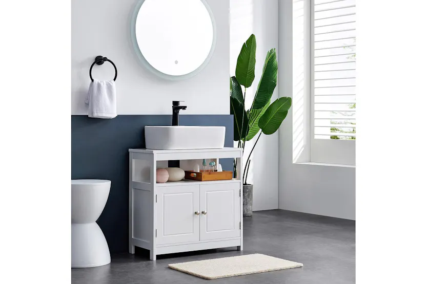 Vasagle Bbc301w01 Washbasin Cabinet - Matte White Bathroom Storage With Sleek Design Vasagle Bbc301w01 Washbasin Cabinet - Matte White Bathroom Storage With Sleek Design