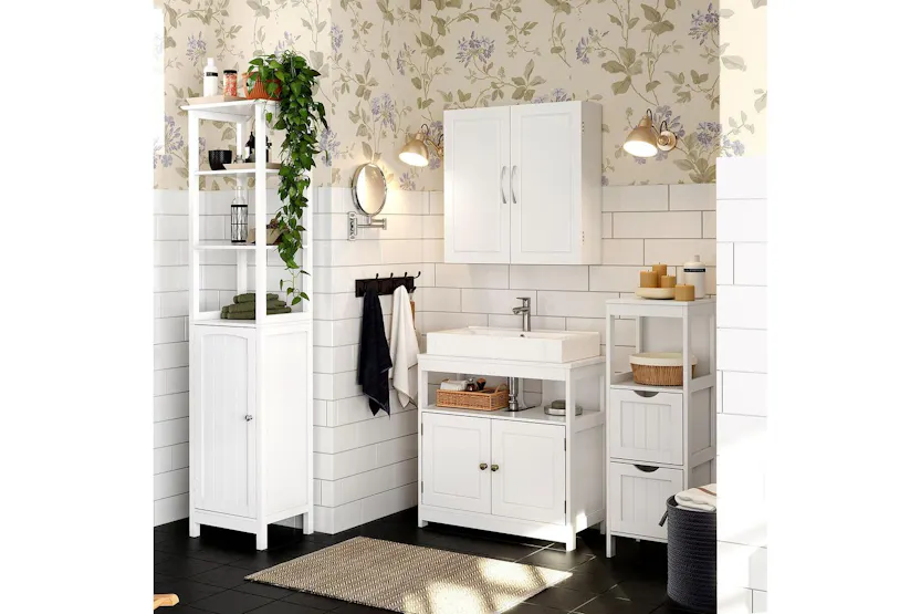 Vasagle Bbc321w01 - Premium Wall Mounted Bathroom Cabinet - Diy Storage And Organiser Vasagle Bbc321w01 - Premium Wall Mounted Bathroom Cabinet - Diy Storage And Organiser