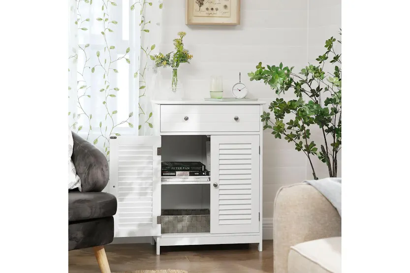 Vasagle Bbc566w03 - Stylish Bathroom Cabinet With Adjustable Shelves And Drawers Vasagle Bbc566w03 - Stylish Bathroom Cabinet With Adjustable Shelves And Drawers