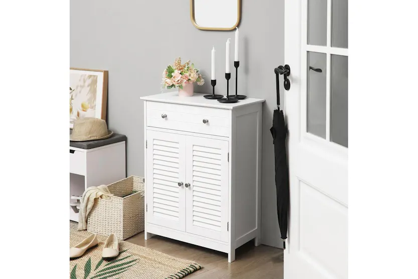 Vasagle Bbc566w03 - Stylish Bathroom Cabinet With Adjustable Shelves And Drawers Vasagle Bbc566w03 - Stylish Bathroom Cabinet With Adjustable Shelves And Drawers