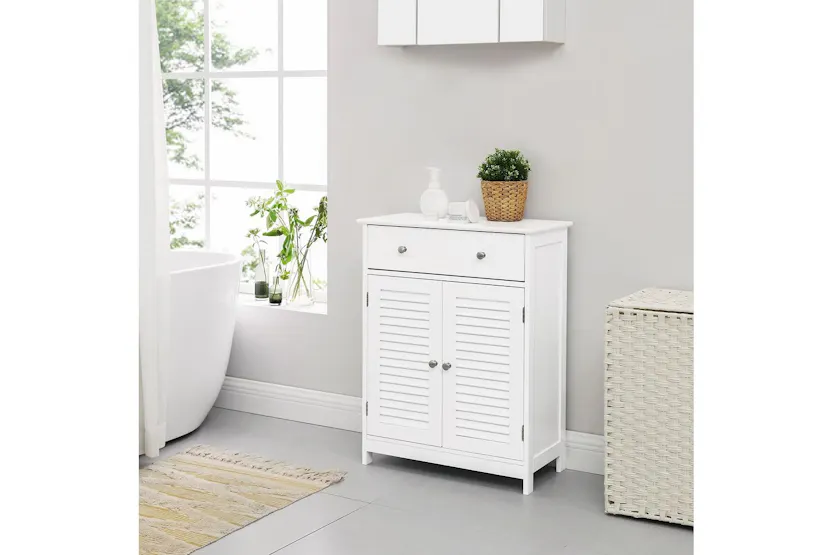 Vasagle Bbc566w03 - Stylish Bathroom Cabinet With Adjustable Shelves And Drawers Vasagle Bbc566w03 - Stylish Bathroom Cabinet With Adjustable Shelves And Drawers