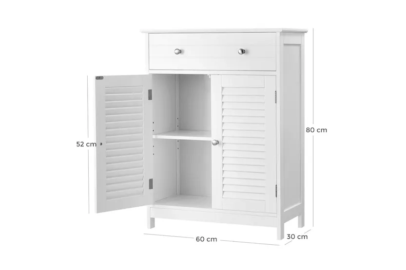 Vasagle Bbc566w03 - Stylish Bathroom Cabinet With Adjustable Shelves And Drawers Vasagle Bbc566w03 - Stylish Bathroom Cabinet With Adjustable Shelves And Drawers