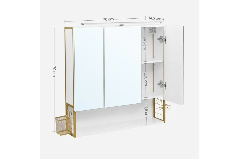 Vasagle Luxury Mirror Cabinet With Led Light – Wall-mounted Door Storage For Bathroom Organisation Vasagle Luxury Mirror Cabinet With Led Light – Wall-mounted Door Storage For Bathroom Organisation
