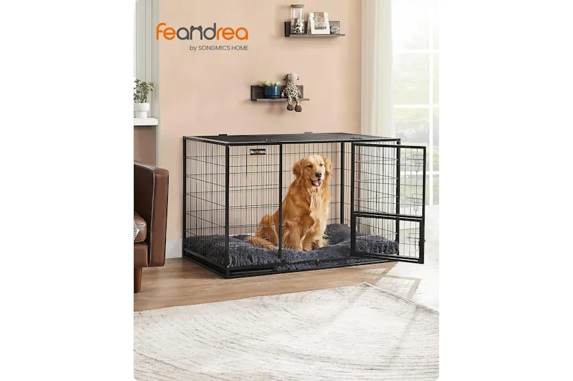 Feandrea 48" Heavy-duty Dog Cage Ppd003b01v1 With Dual Locking Doors For Safer Pet Residence Feandrea 48" Heavy-duty Dog Cage Ppd003b01v1 With Dual Locking Doors For Safer Pet Residence