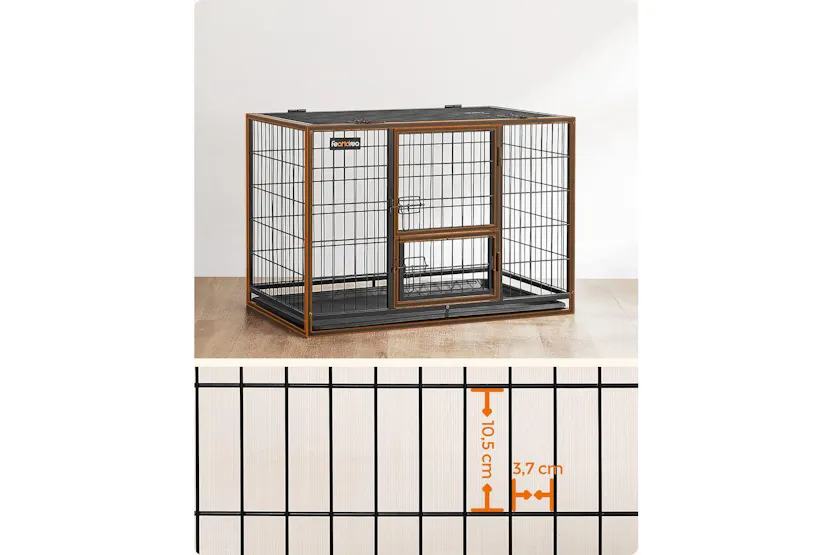 Feandrea 48" Heavy-duty Dog Cage Ppd003b01v1 With Dual Locking Doors For Safer Pet Residence Feandrea 48" Heavy-duty Dog Cage Ppd003b01v1 With Dual Locking Doors For Safer Pet Residence