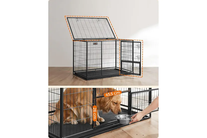 Feandrea 48" Heavy-duty Dog Cage Ppd003b01v1 With Dual Locking Doors For Safer Pet Residence Feandrea 48" Heavy-duty Dog Cage Ppd003b01v1 With Dual Locking Doors For Safer Pet Residence