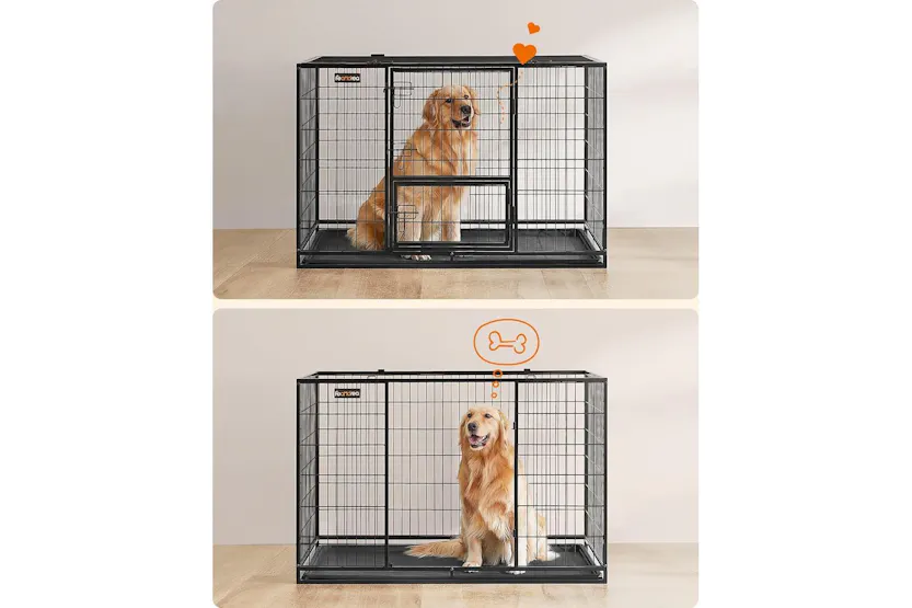 Feandrea 48" Heavy-duty Dog Cage Ppd003b01v1 With Dual Locking Doors For Safer Pet Residence Feandrea 48" Heavy-duty Dog Cage Ppd003b01v1 With Dual Locking Doors For Safer Pet Residence