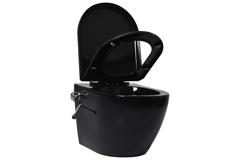 Vidaxl Wall Hung Rimless Toilet With Concealed Cistern Ceramic Black Vidaxl Wall Hung Rimless Toilet With Concealed Cistern Ceramic Black