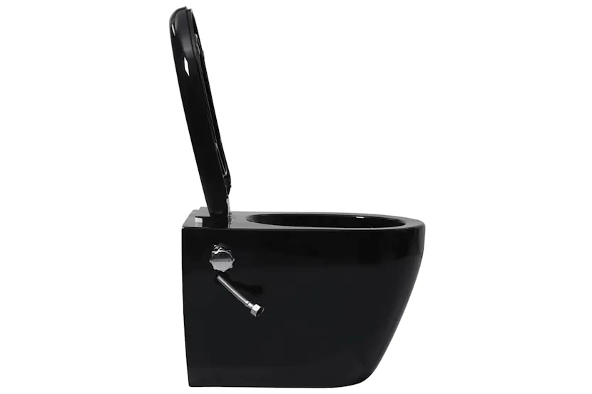 Vidaxl Wall Hung Rimless Toilet With Concealed Cistern Ceramic Black Vidaxl Wall Hung Rimless Toilet With Concealed Cistern Ceramic Black