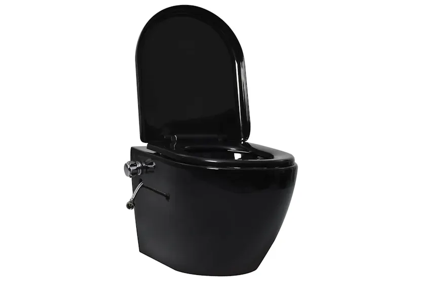 Vidaxl Wall Hung Rimless Toilet With Concealed Cistern Ceramic Black Vidaxl Wall Hung Rimless Toilet With Concealed Cistern Ceramic Black