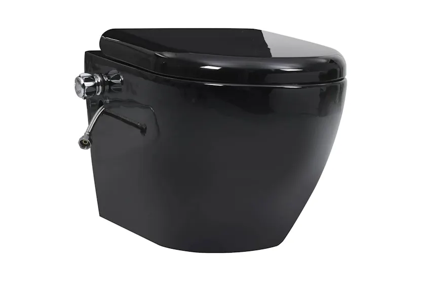 Vidaxl Wall Hung Rimless Toilet With Concealed Cistern Ceramic Black Vidaxl Wall Hung Rimless Toilet With Concealed Cistern Ceramic Black