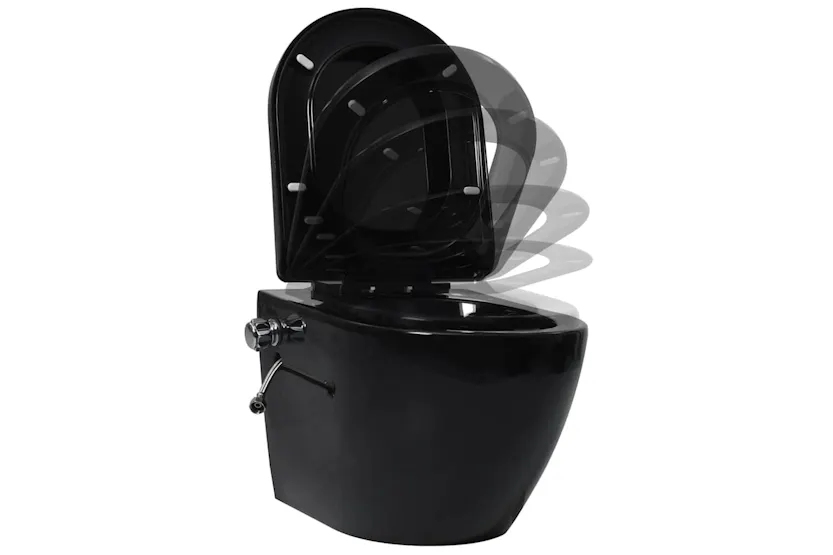 Vidaxl Wall Hung Rimless Toilet With Concealed Cistern Ceramic Black Vidaxl Wall Hung Rimless Toilet With Concealed Cistern Ceramic Black