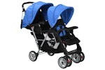 Vidaxl Tandem Stroller Steel Blue/Black Vidaxl Tandem Stroller Steel Blue/Black