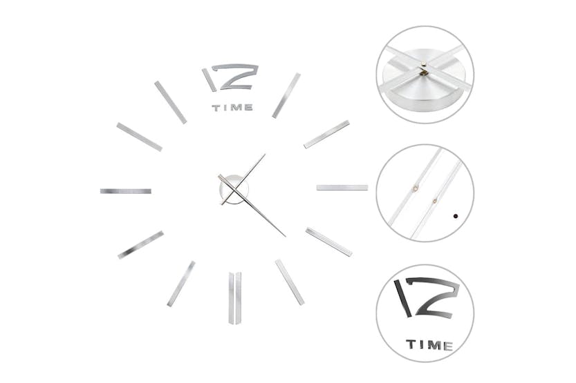 Vidaxl 3d Wall Clock Modern Design 100 Cm Xxl Silver Vidaxl 3d Wall Clock Modern Design 100 Cm Xxl Silver