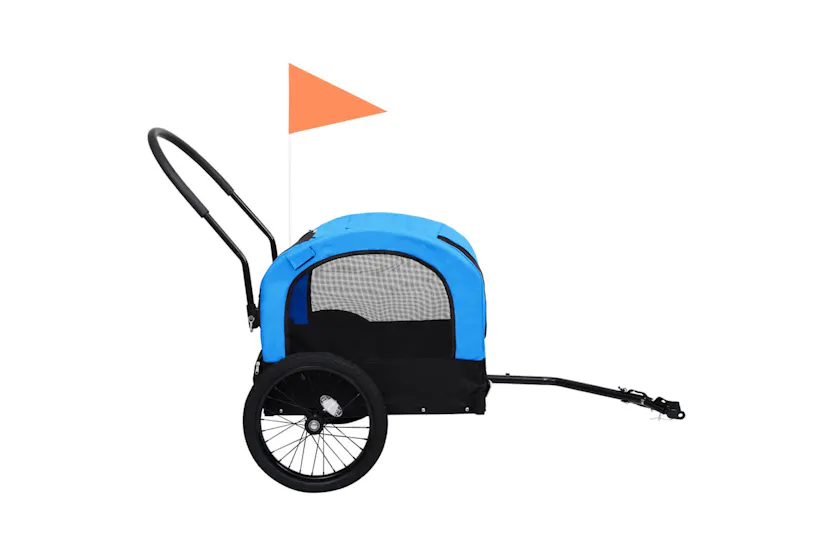 Vidaxl 2-in-1 Pet Bike Trailer & Jogging Stroller Blue And Black Vidaxl 2-in-1 Pet Bike Trailer & Jogging Stroller Blue And Black