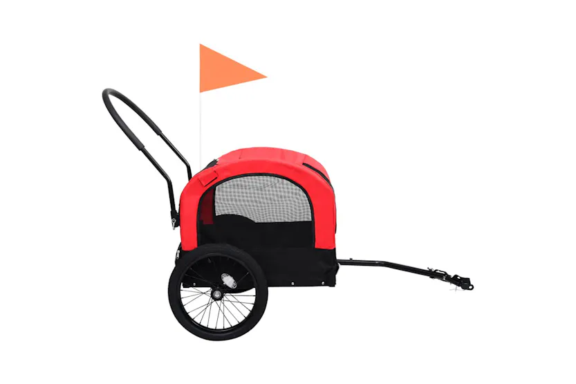 Vidaxl 2-in-1 Pet Bike Trailer & Jogging Stroller Red And Black Vidaxl 2-in-1 Pet Bike Trailer & Jogging Stroller Red And Black