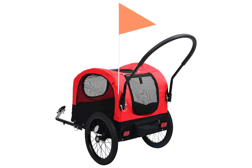 Vidaxl 2-in-1 Pet Bike Trailer & Jogging Stroller Red And Black Vidaxl 2-in-1 Pet Bike Trailer & Jogging Stroller Red And Black