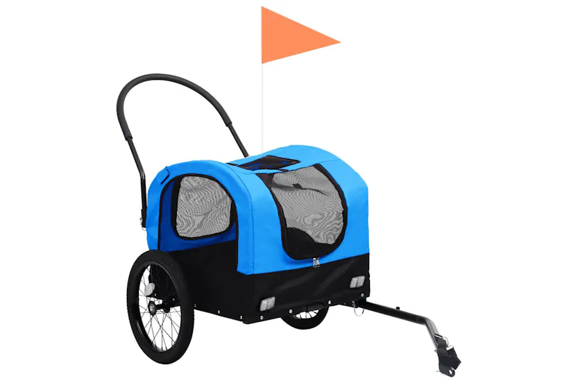 Vidaxl 2-in-1 Pet Bike Trailer & Jogging Stroller Blue And Black Vidaxl 2-in-1 Pet Bike Trailer & Jogging Stroller Blue And Black