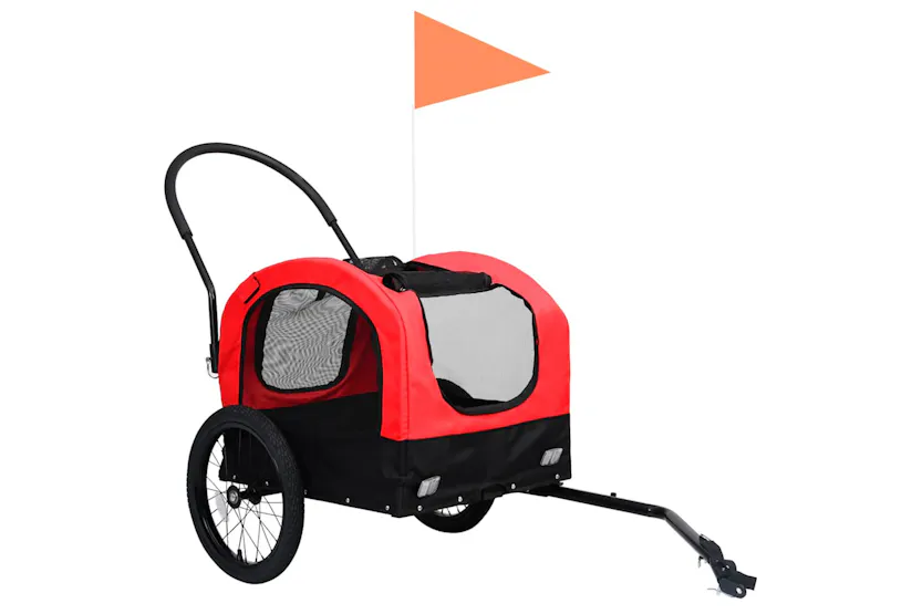 Vidaxl 2-in-1 Pet Bike Trailer & Jogging Stroller Red And Black Vidaxl 2-in-1 Pet Bike Trailer & Jogging Stroller Red And Black