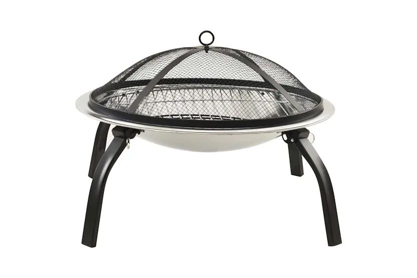 Vidaxl 2-in-1 Fire Pit And Bbq With Poker 56x56x49 Cm Stainless Steel Vidaxl 2-in-1 Fire Pit And Bbq With Poker 56x56x49 Cm Stainless Steel