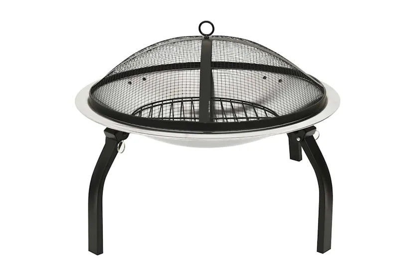 Vidaxl 2-in-1 Fire Pit And Bbq With Poker 56x56x49 Cm Stainless Steel Vidaxl 2-in-1 Fire Pit And Bbq With Poker 56x56x49 Cm Stainless Steel