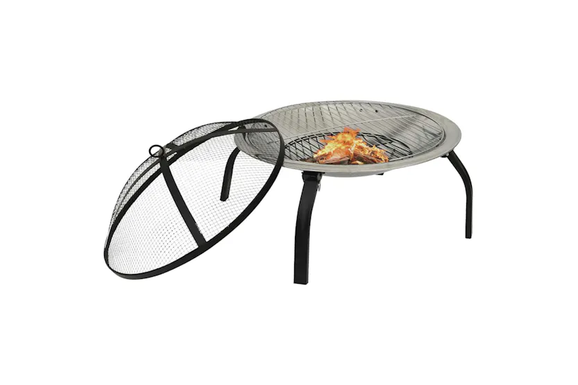 Vidaxl 2-in-1 Fire Pit And Bbq With Poker 56x56x49 Cm Stainless Steel Vidaxl 2-in-1 Fire Pit And Bbq With Poker 56x56x49 Cm Stainless Steel