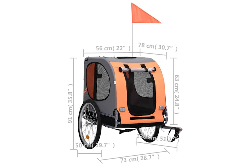 Vidaxl Pet Bike Trailer Orange And Grey Vidaxl Pet Bike Trailer Orange And Grey