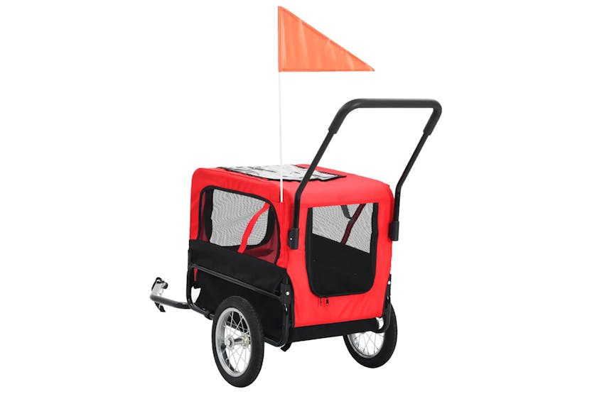 Vidaxl 2-in-1 Pet Bike Trailer & Jogging Stroller Red And Black Vidaxl 2-in-1 Pet Bike Trailer & Jogging Stroller Red And Black