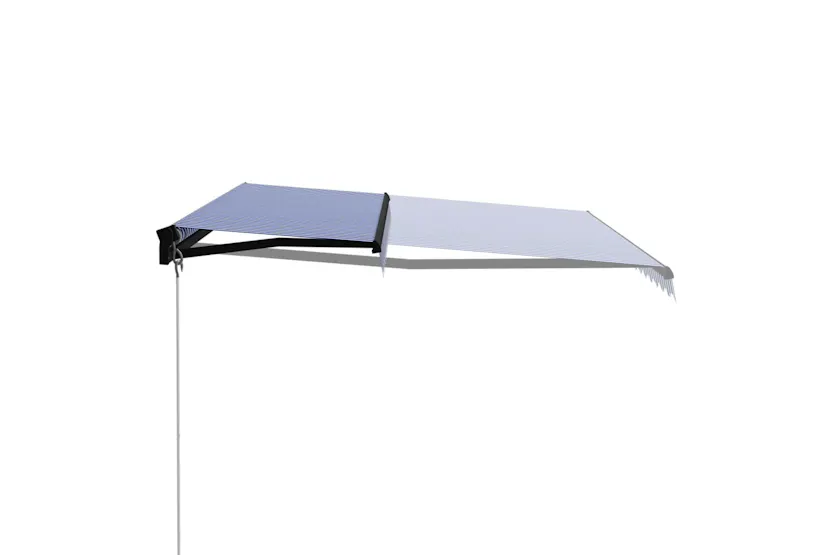 Vidaxl Manual Retractable Awning 400x300 Cm Blue And White Vidaxl Manual Retractable Awning 400x300 Cm Blue And White