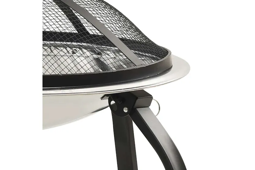 Vidaxl 2-in-1 Fire Pit And Bbq With Poker 56x56x49 Cm Stainless Steel Vidaxl 2-in-1 Fire Pit And Bbq With Poker 56x56x49 Cm Stainless Steel