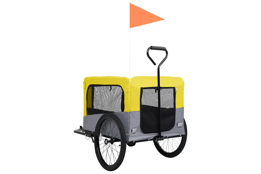 Vidaxl 2-in-1 Pet Bike Trailer & Jogging Stroller Yellow And Grey Vidaxl 2-in-1 Pet Bike Trailer & Jogging Stroller Yellow And Grey