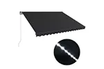 Vidaxl Manual Retractable Awning With Led 400x300 Cm Anthracite Vidaxl Manual Retractable Awning With Led 400x300 Cm Anthracite