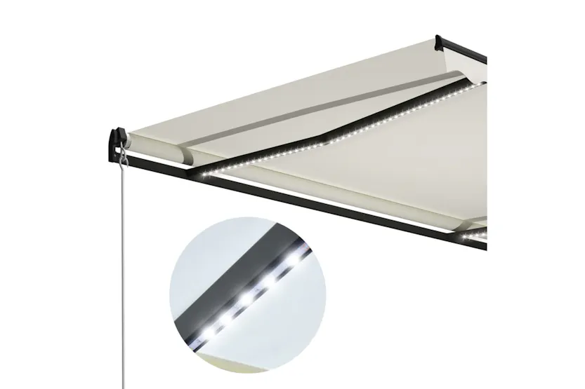 Vidaxl Manual Retractable Awning With Led 400x300 Cm Cream Vidaxl Manual Retractable Awning With Led 400x300 Cm Cream