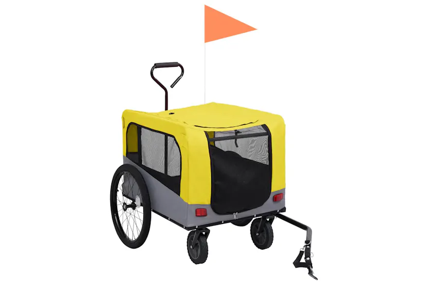 Vidaxl 2-in-1 Pet Bike Trailer & Jogging Stroller Yellow And Grey Vidaxl 2-in-1 Pet Bike Trailer & Jogging Stroller Yellow And Grey