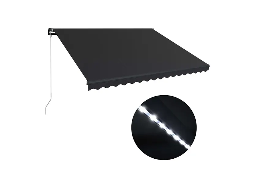 Vidaxl Manual Retractable Awning With Led 400x300 Cm Anthracite Vidaxl Manual Retractable Awning With Led 400x300 Cm Anthracite