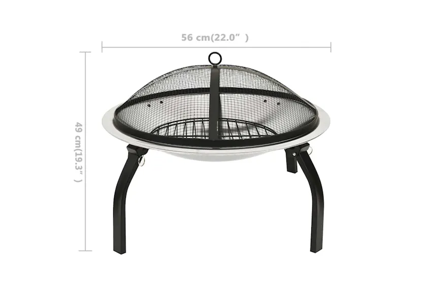 Vidaxl 2-in-1 Fire Pit And Bbq With Poker 56x56x49 Cm Stainless Steel Vidaxl 2-in-1 Fire Pit And Bbq With Poker 56x56x49 Cm Stainless Steel