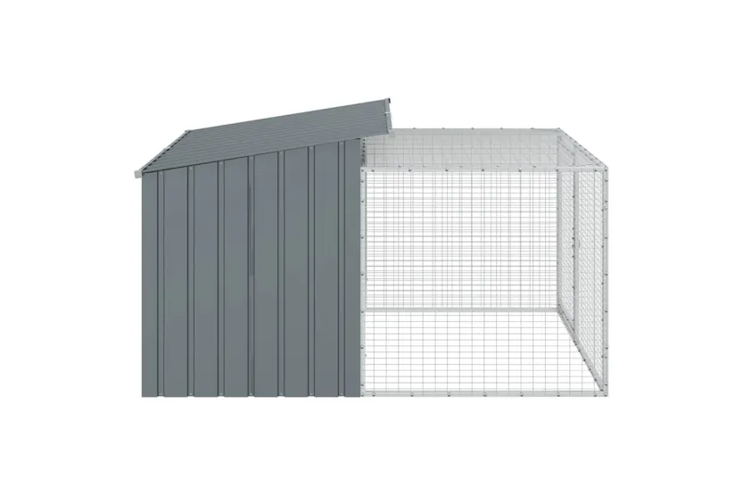 Vidaxl Dog House With Run Anthracite 153x194x110 Cm Galvanised Steel Vidaxl Dog House With Run Anthracite 153x194x110 Cm Galvanised Steel