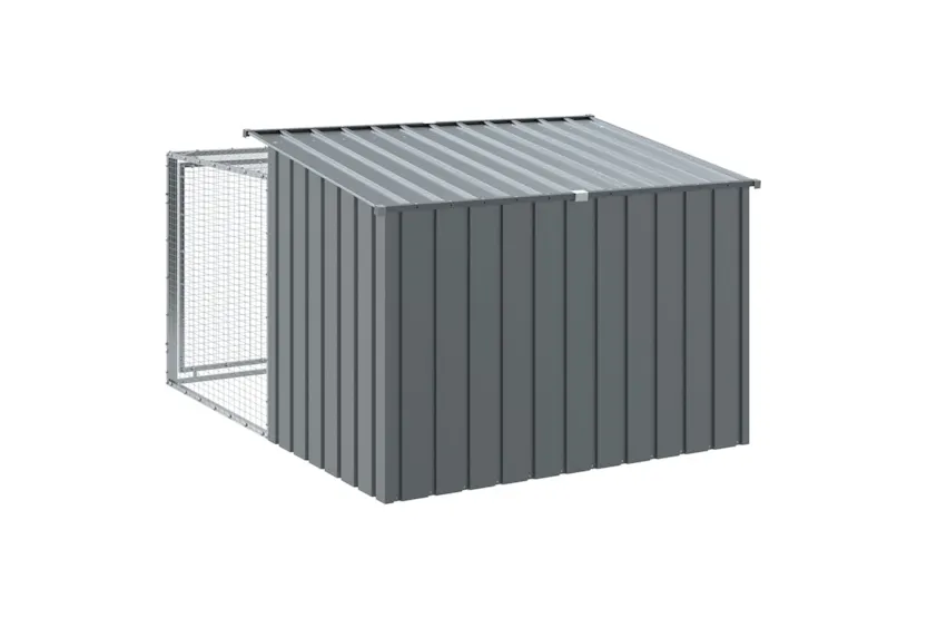 Vidaxl Dog House With Run Anthracite 153x194x110 Cm Galvanised Steel Vidaxl Dog House With Run Anthracite 153x194x110 Cm Galvanised Steel