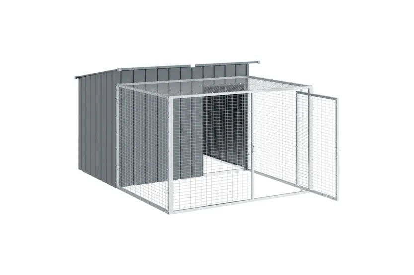 Vidaxl Dog House With Run Anthracite 153x194x110 Cm Galvanised Steel Vidaxl Dog House With Run Anthracite 153x194x110 Cm Galvanised Steel