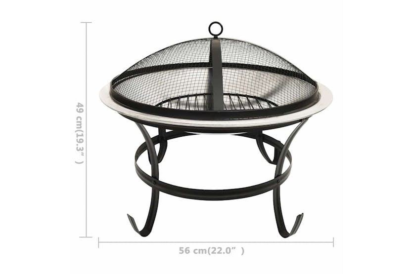 Vidaxl 2-in-1 Fire Pit And Bbq With Poker 56x56x49 Cm Stainless Steel Vidaxl 2-in-1 Fire Pit And Bbq With Poker 56x56x49 Cm Stainless Steel